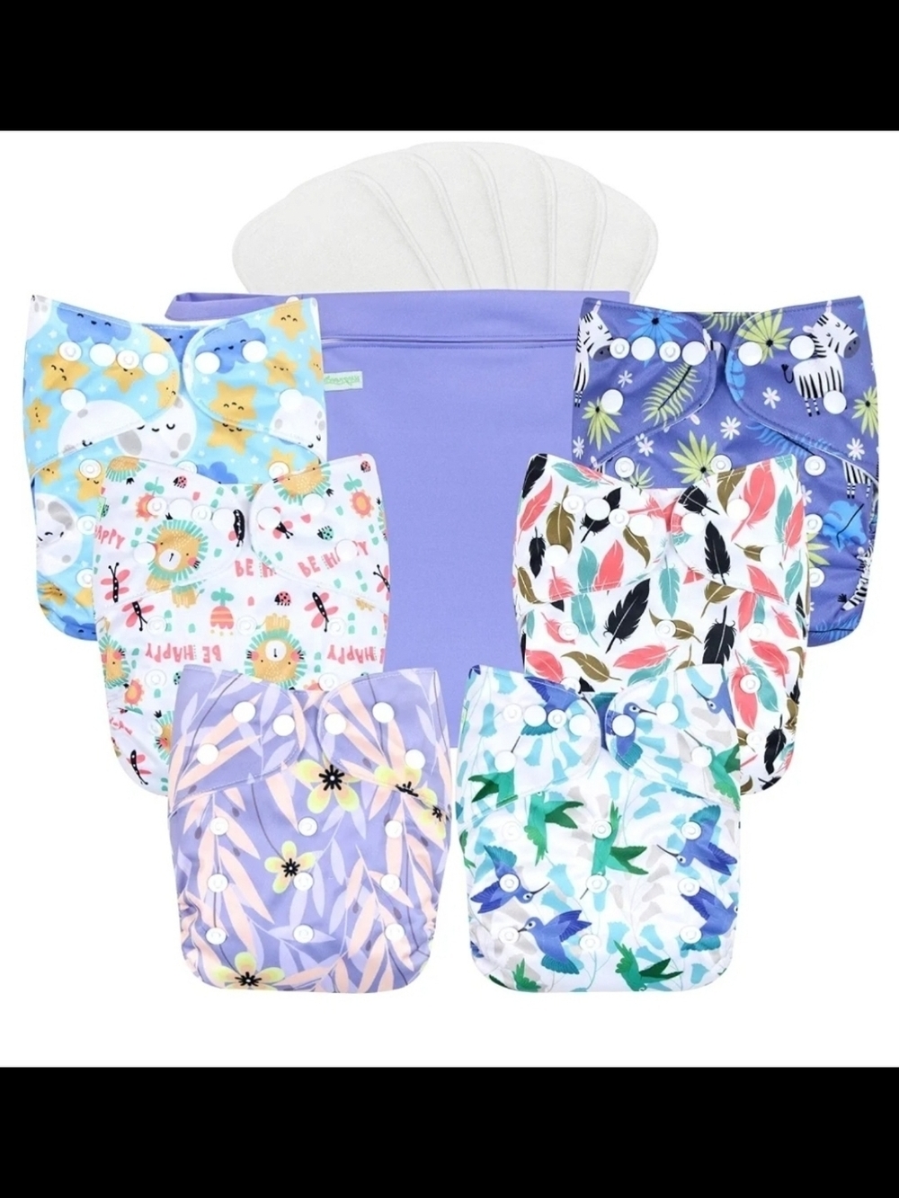 Lavender & Patterned Reusable Cloth Diaper Cover Set